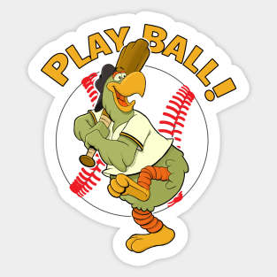 Play Ball! Pirate Baseball Mascot Pirate Parrot Sticker